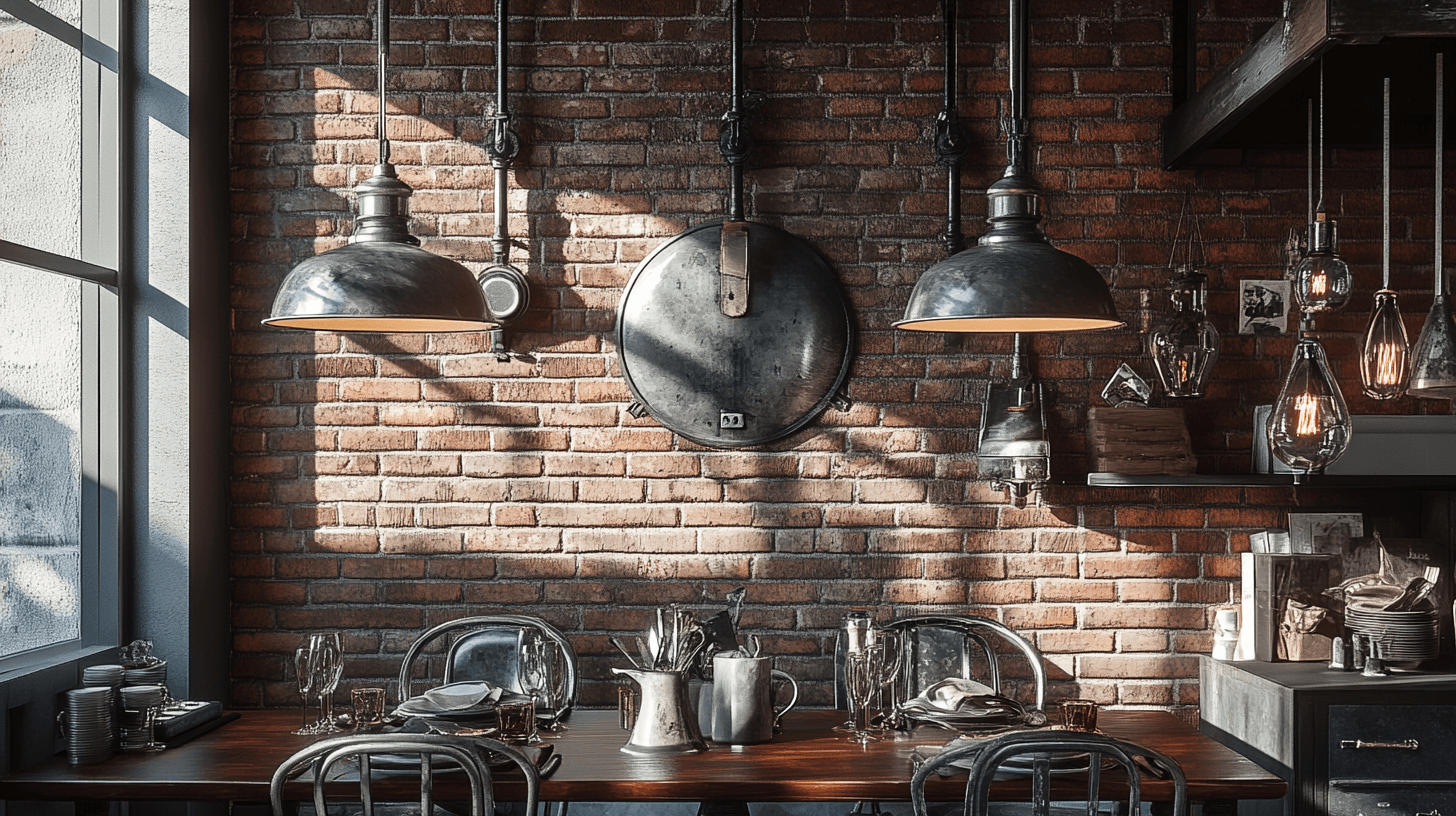 Dekorationselemente für den Industrial-Look im Esszimmer