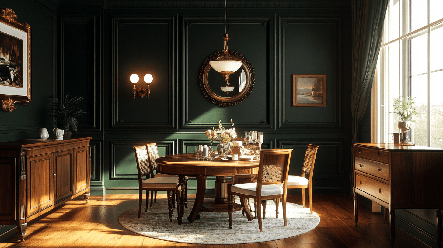 Dunkelgrün im Esszimmer: Eleganz und Natur verbinden