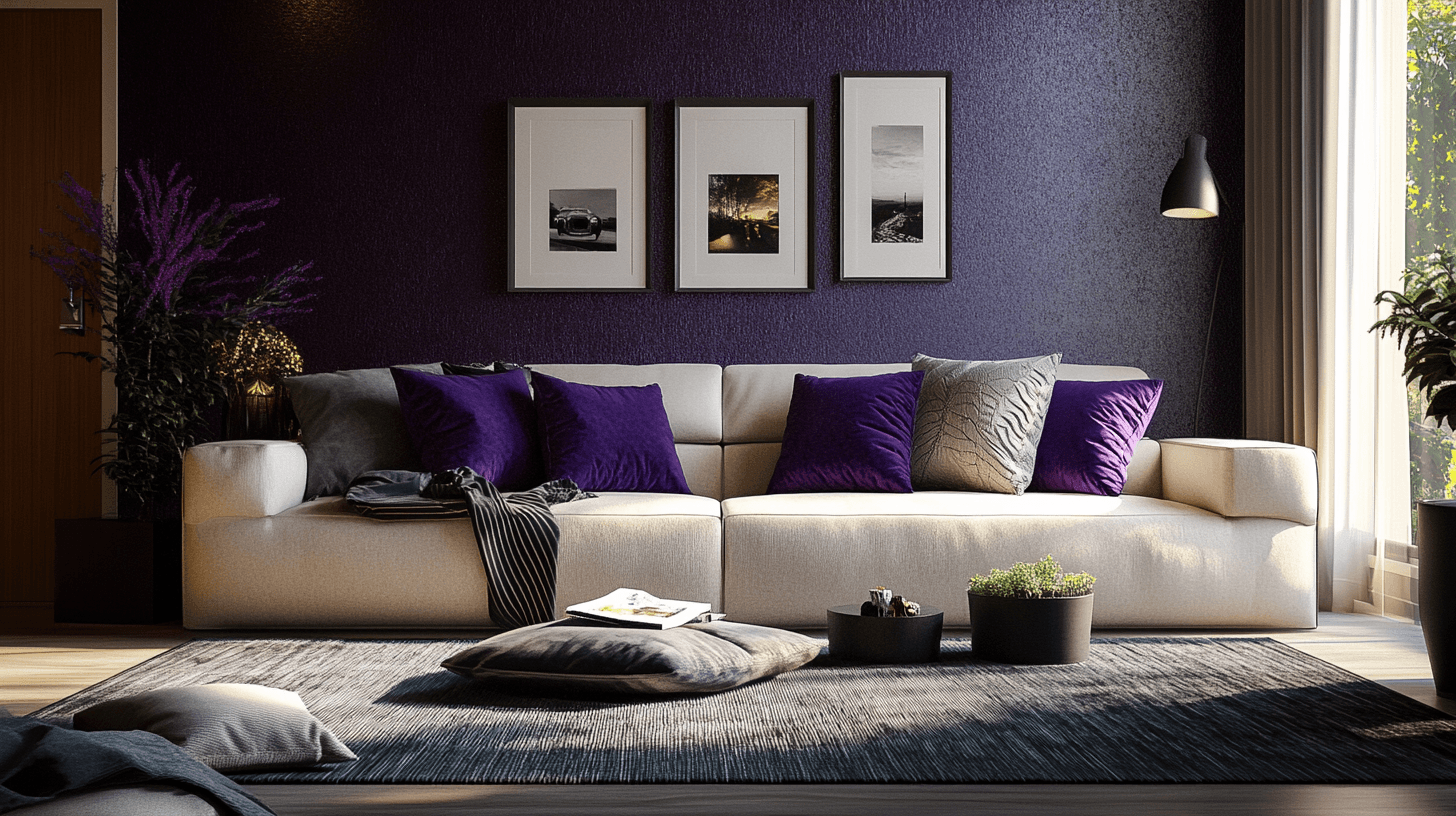Violette Akzente im Wohnzimmer: Elegant und stilvoll
