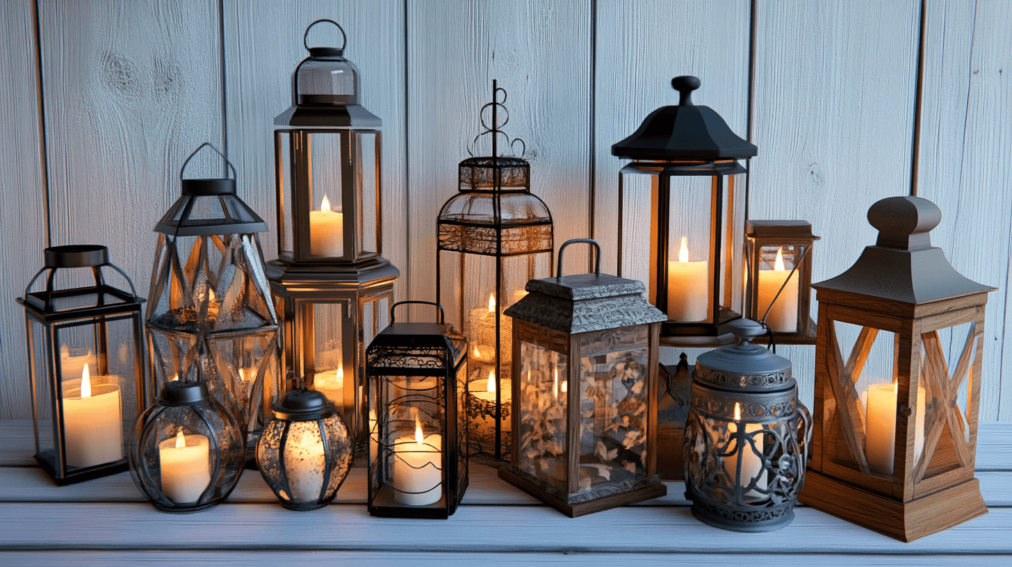Verschiedene Materialien und Designs von Windlichtern