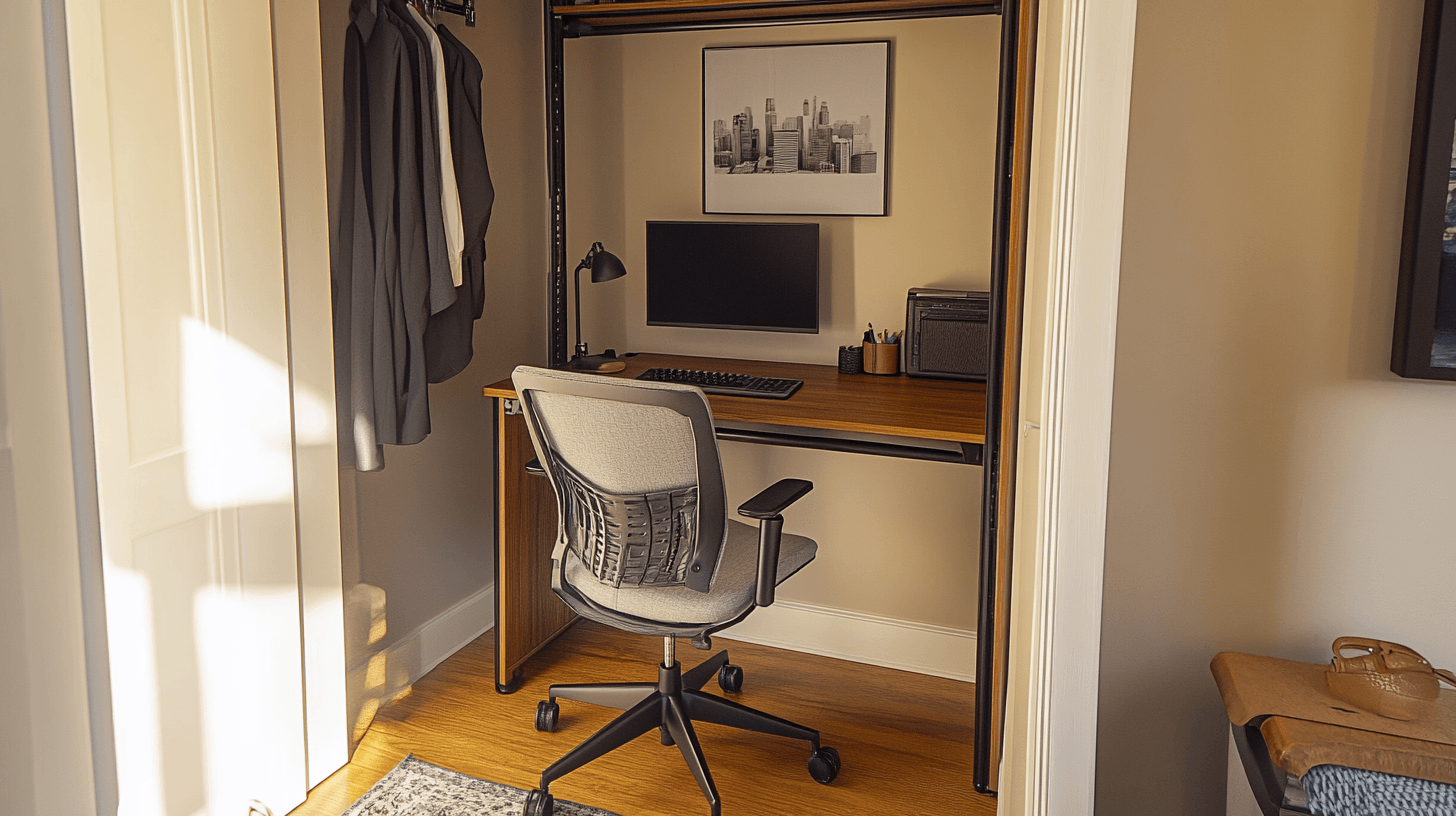 Möbel und Ausstattung für das Kleiderschrank-Büro