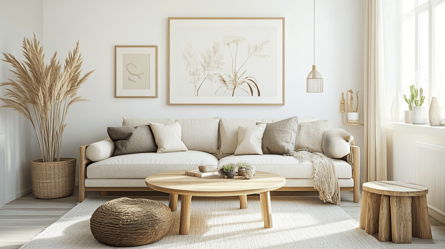 Wohnzimmer im skandinavischen Stil: Helle Farben und natürliche Materialien