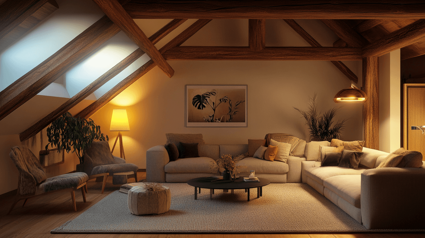 Wohnzimmer mit Deckenbalken: Rustikaler Charme im modernen Zuhause