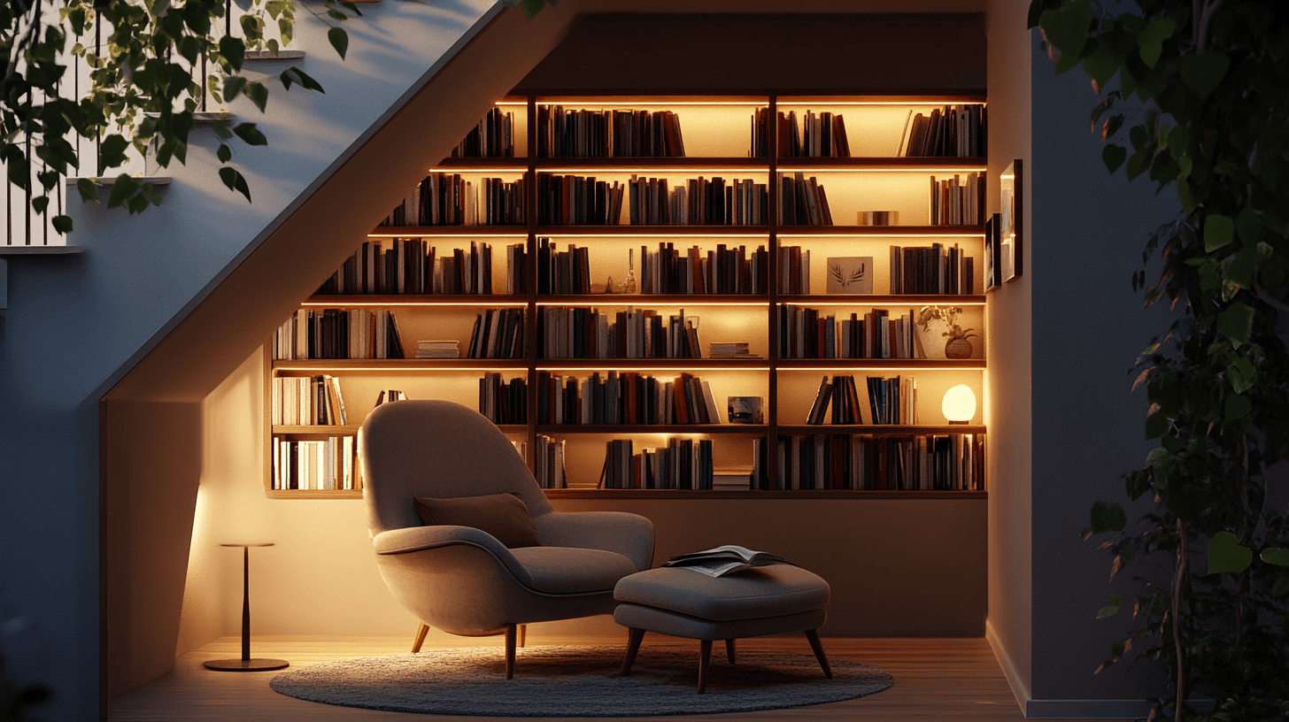 Lesenische unter der Treppe: Platz clever nutzen