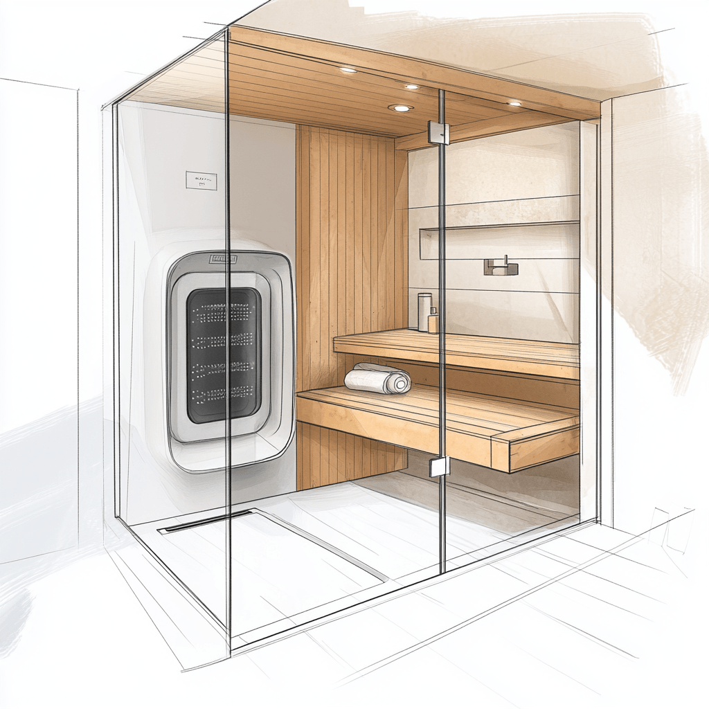 Planung und Design eines Badezimmers mit integrierter Sauna