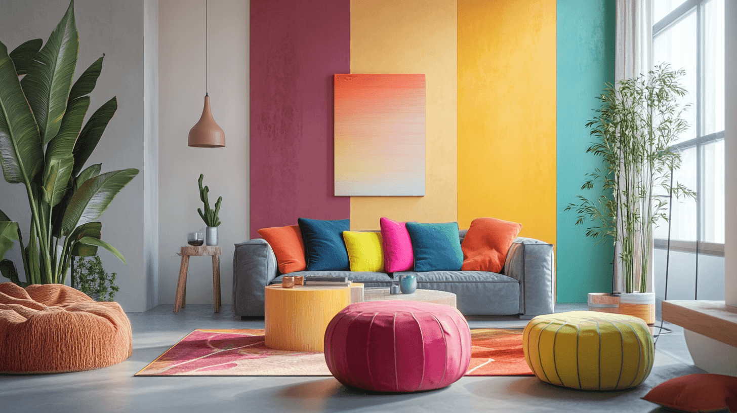 Wohnstile, die Farbe ins Spiel bringen