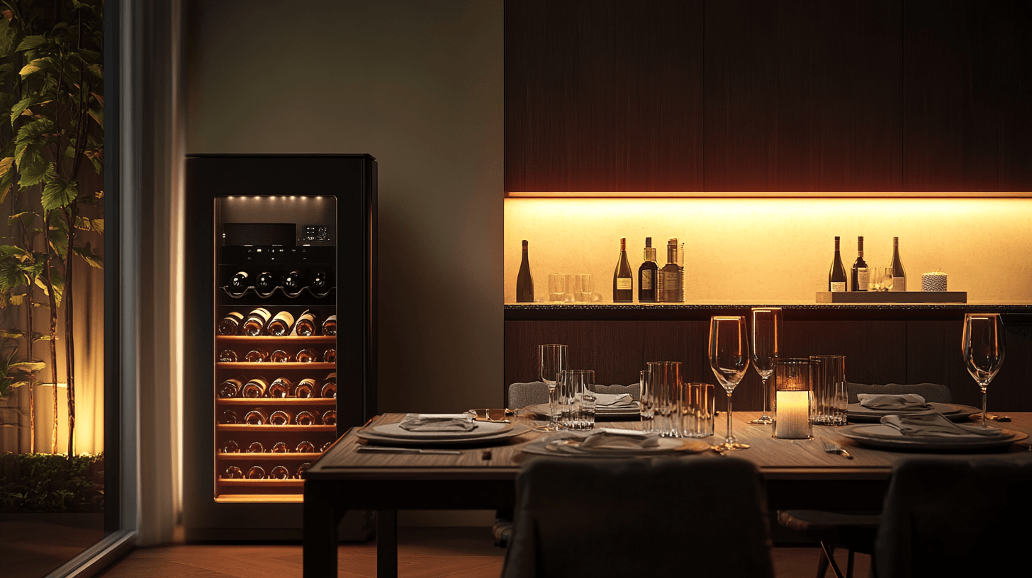 Esszimmer mit Weinkühlschrank: Funktionalität und Luxus vereinen