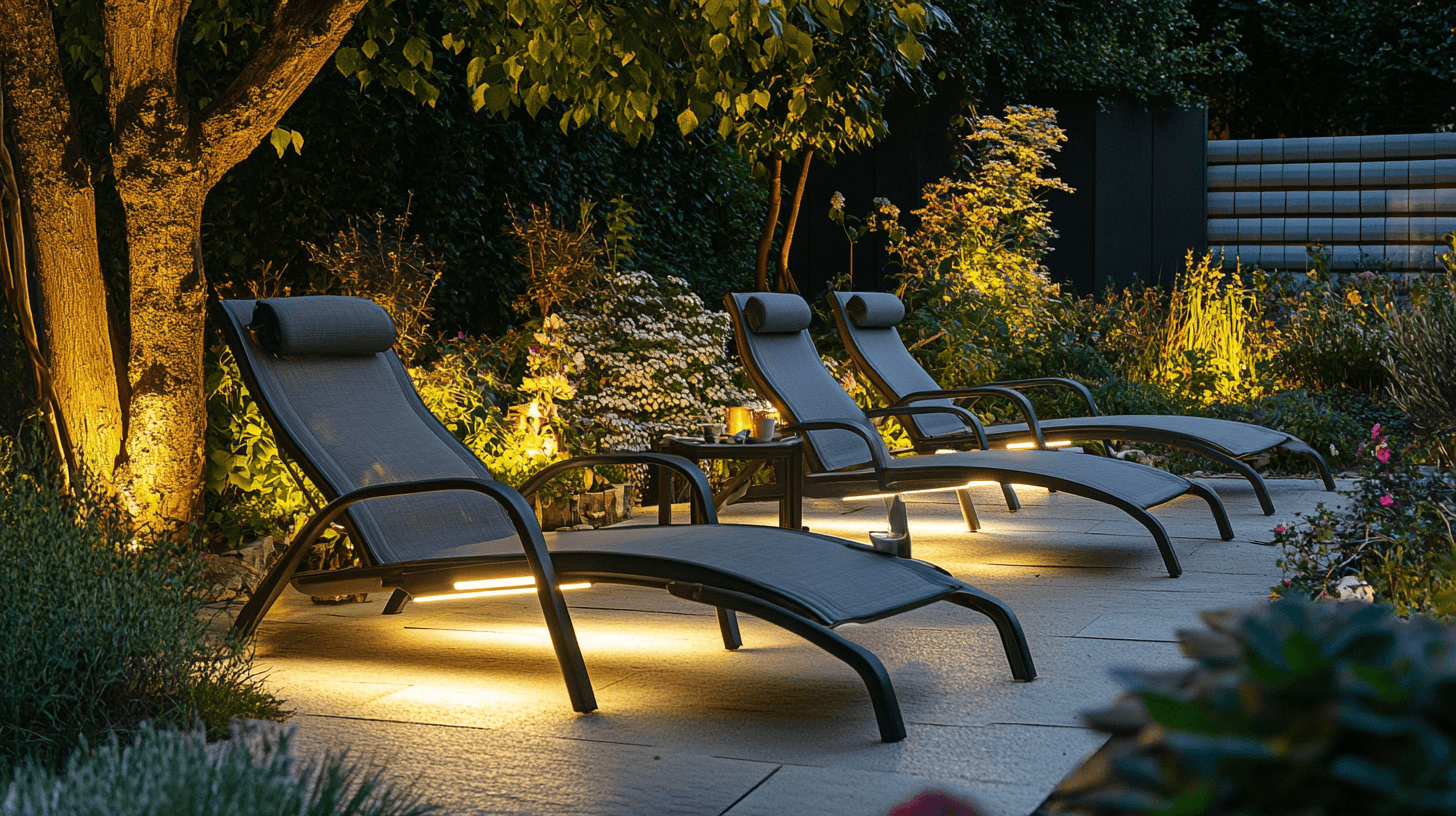 Verschiedene Arten von Gartenmöbeln mit LED-Beleuchtung