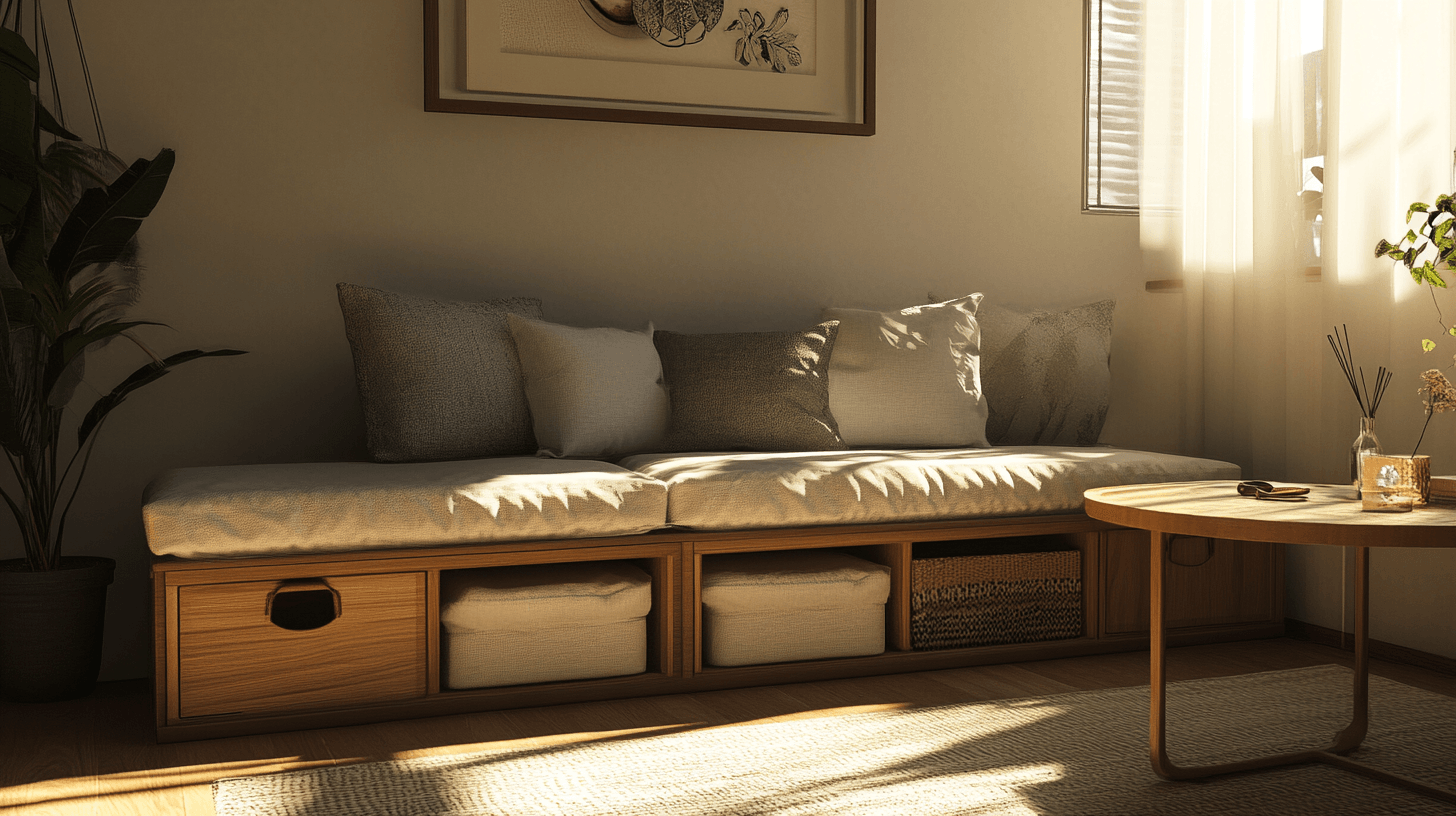 Sitzbänke mit Stauraum im Wohnzimmer