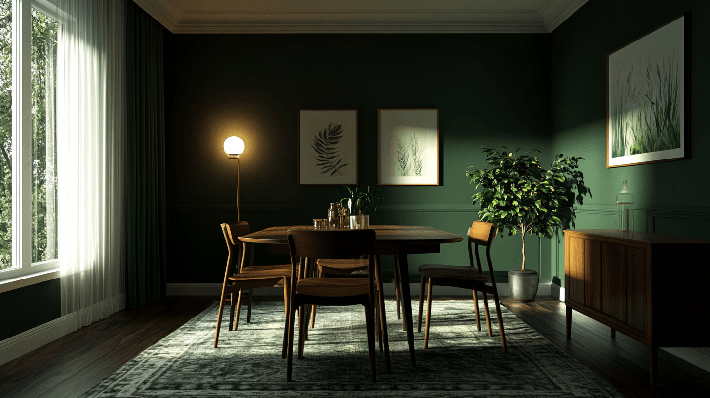 Dunkelgrüne Wände: Der perfekte Hintergrund für dein Esszimmer