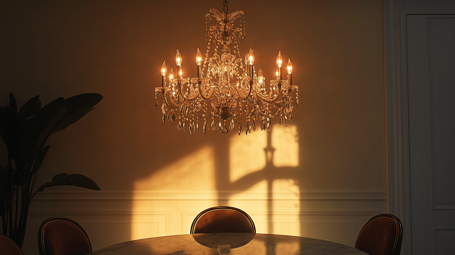 Glamouröser Kronleuchter: Elegante Beleuchtung im Esszimmer