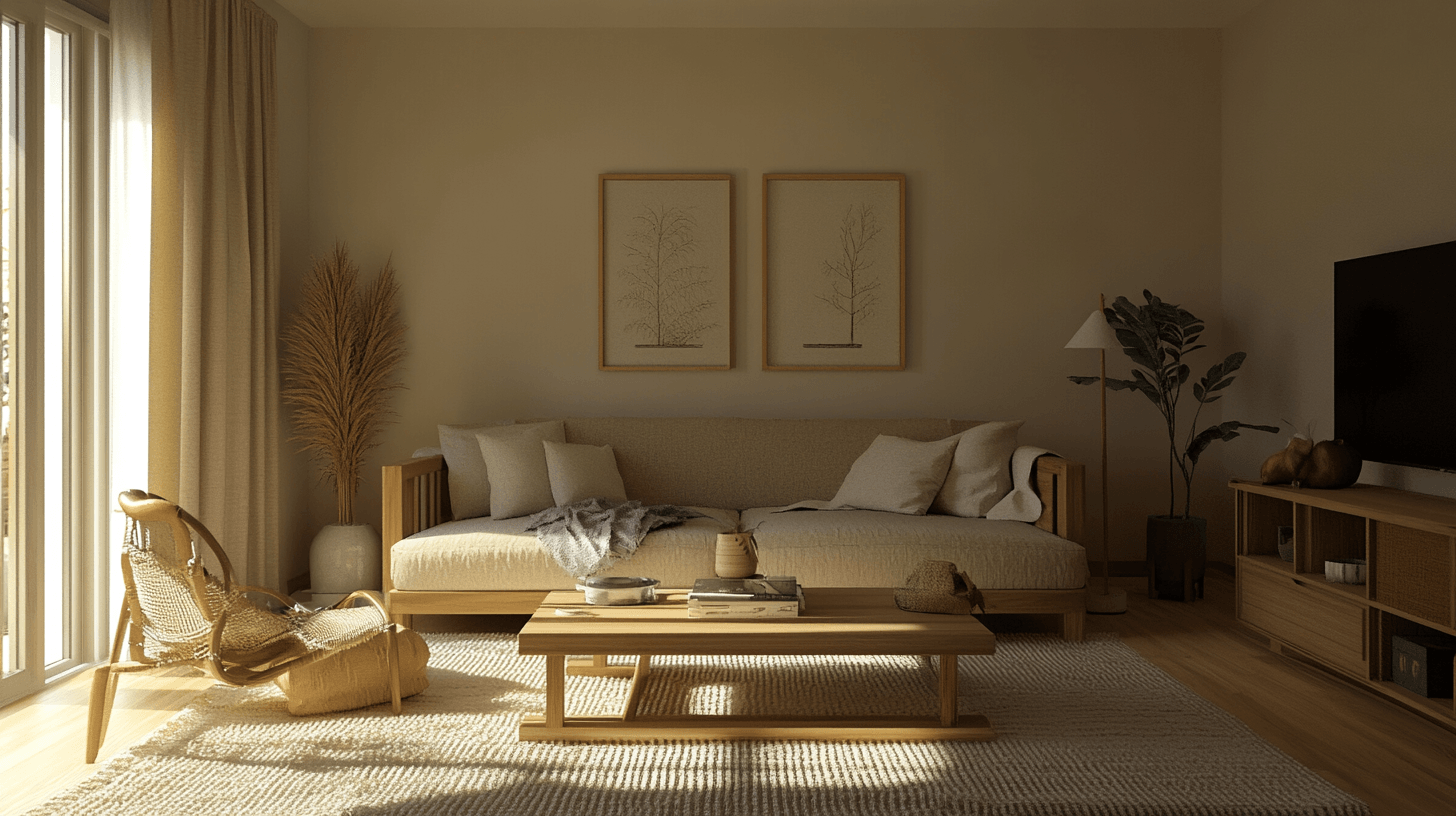 Wohnstile, die von Beige und Holz profitieren