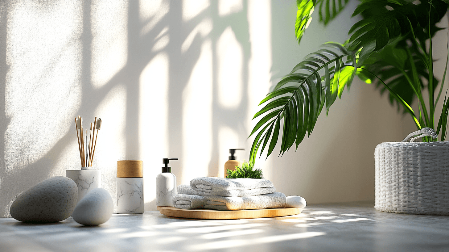 Dekoration und Accessoires im skandinavischen Badezimmer