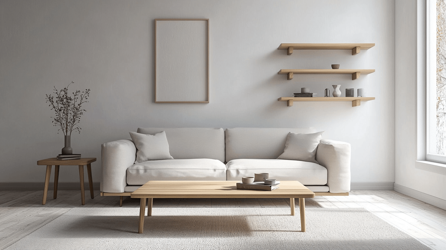 Minimalistische Möbel für ein skandinavisches Wohnzimmer