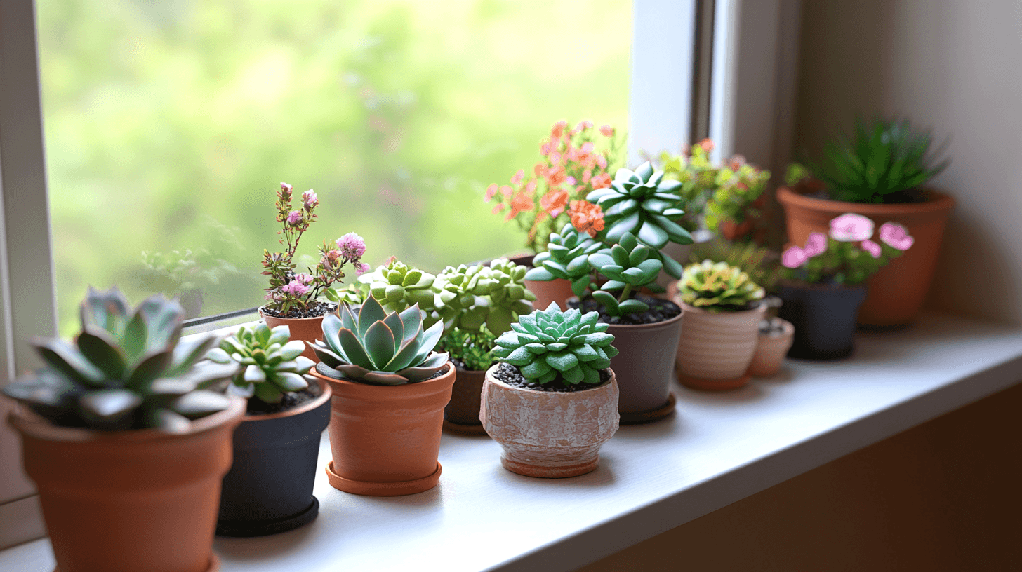 Pflanzenarrangements für die Fensterbank