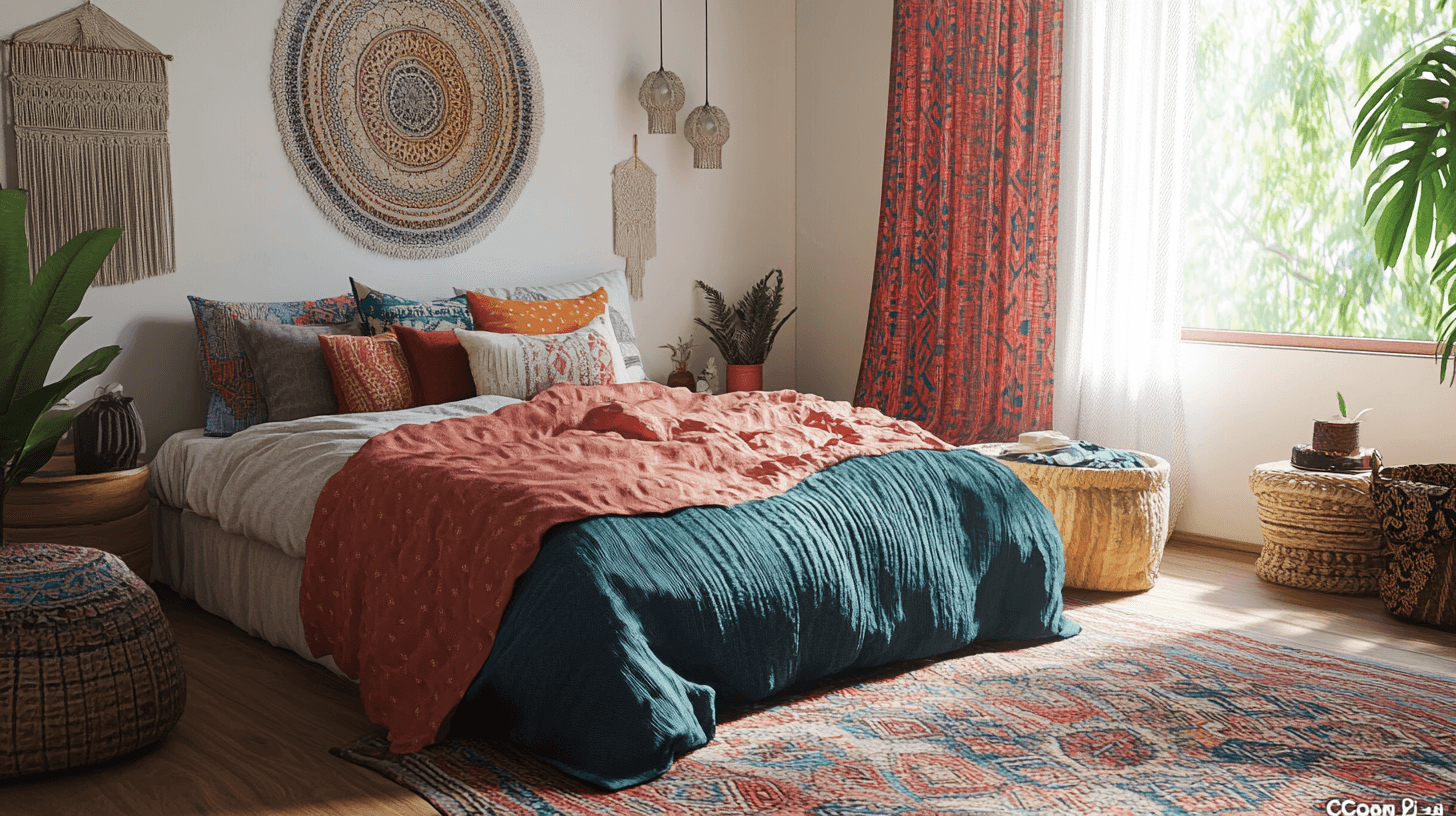 Farben und Textilien im Boho-Schlafzimmer: Harmonisch und warm
