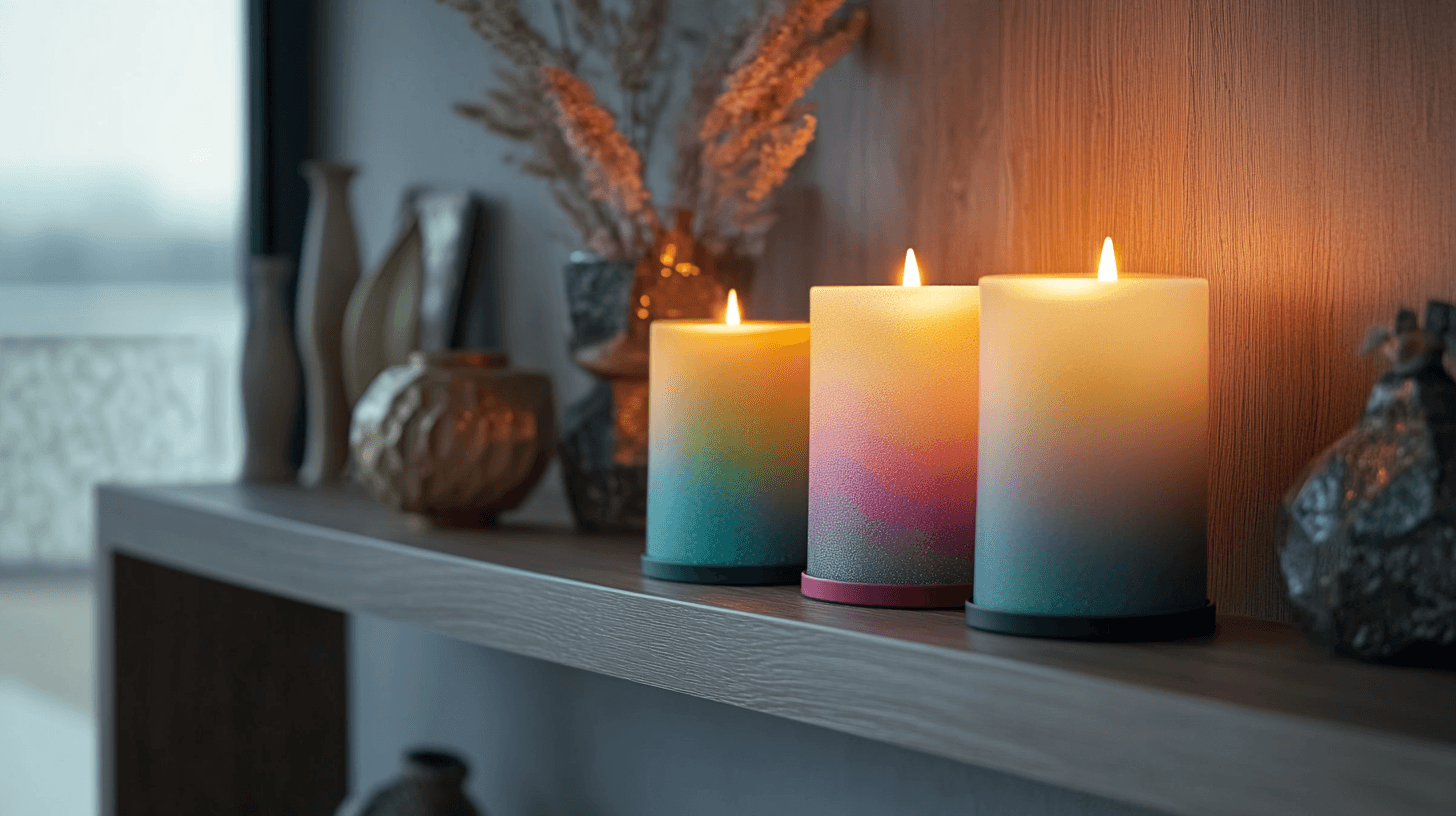 Kreative Arrangements mit farbigen Kerzen