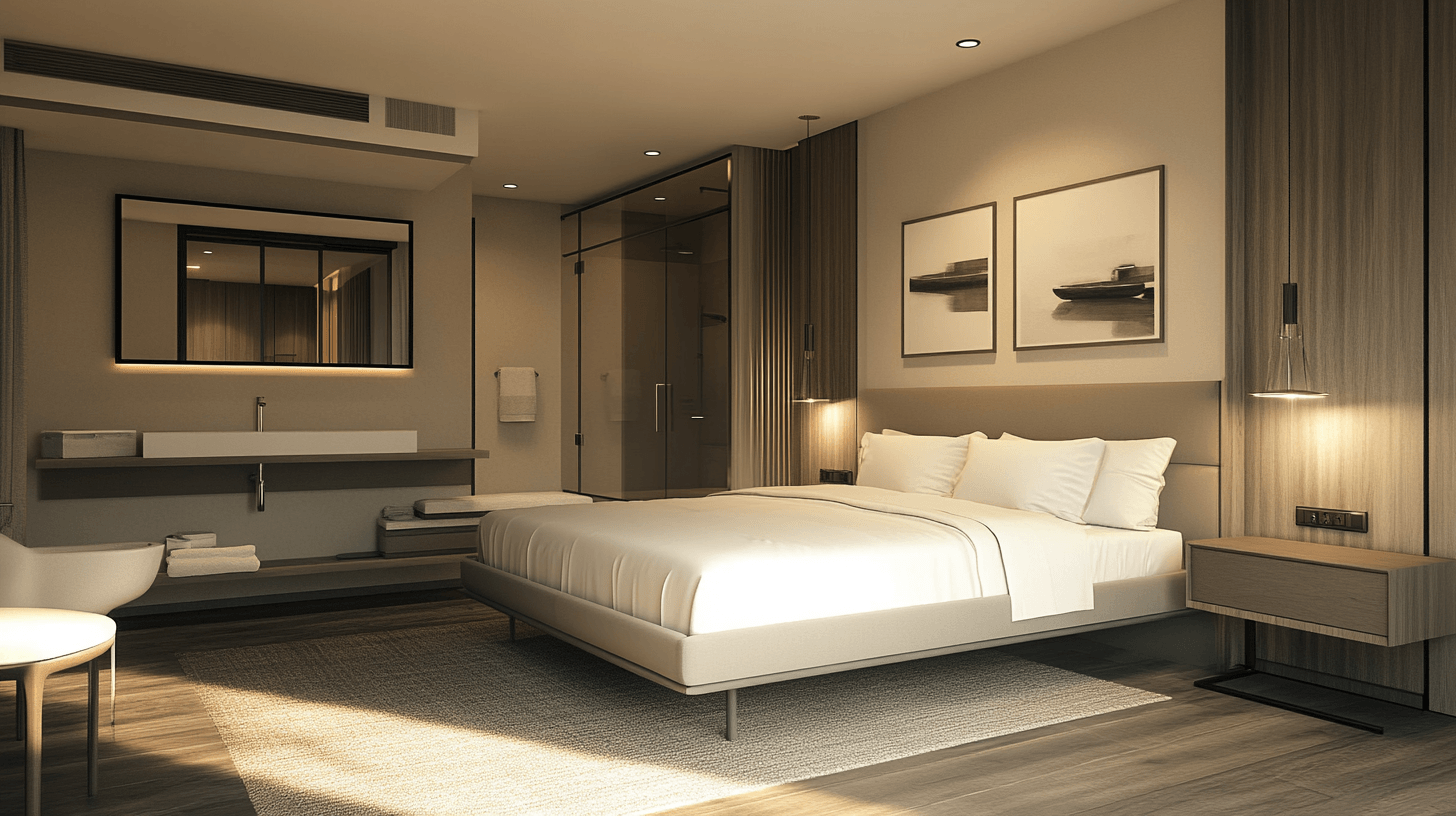 Designideen für ein harmonisches Schlafzimmer mit Bad en suite