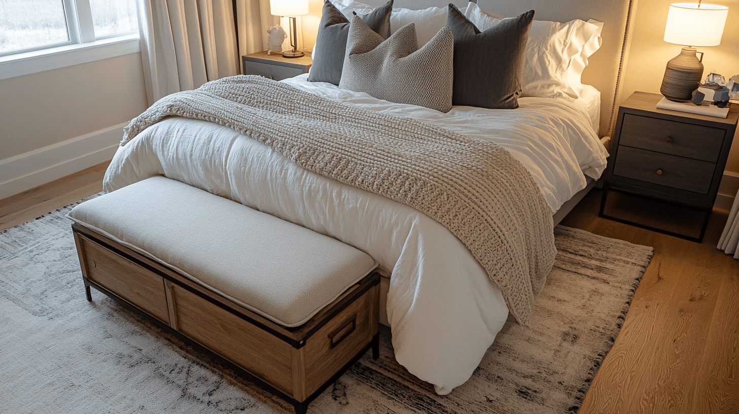 Sitzbänke mit Stauraum im Schlafzimmer