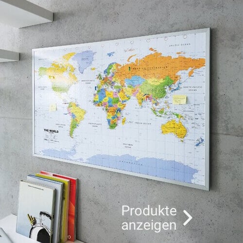 Pinnwand in Weltkarten Optik