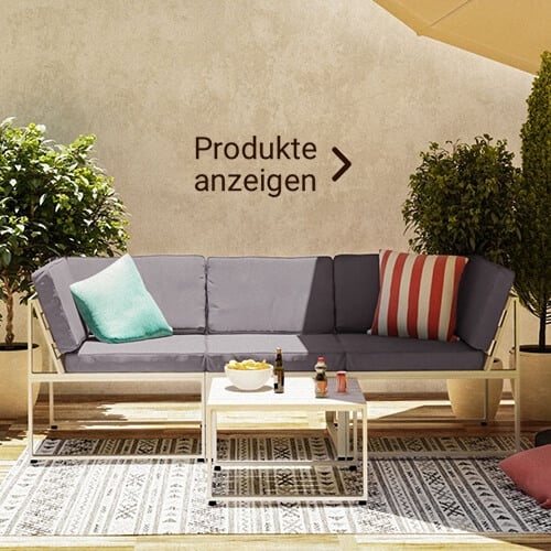 Loungemöbel aus Metall mit grauen Polstern