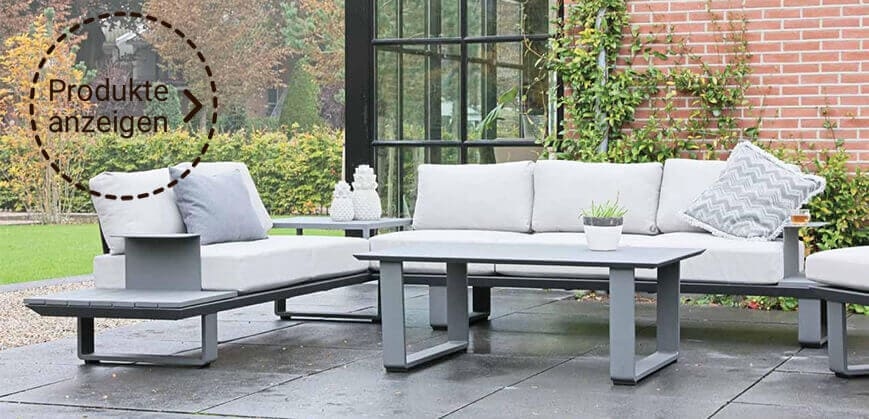 Loungemöbel mit Metallgestell in silber