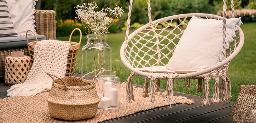 Boho Outdoor-Teppich auf Terrasse