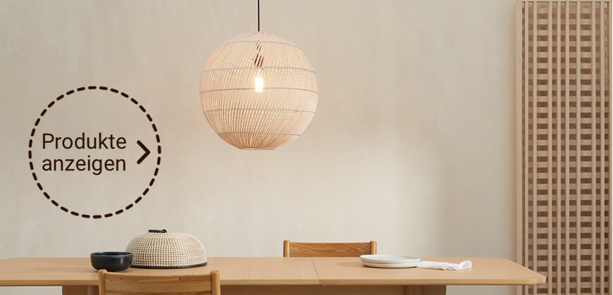 Runde Lampe aus Rattan