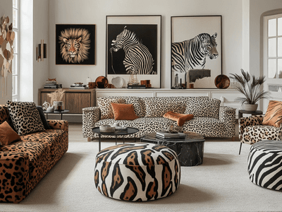 Wohnzimmer mit Animal Print Dekoration