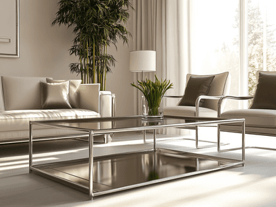 Moderne Wohnzimmer mit eleganten Metallmöbeln