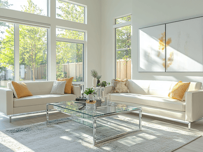 Modernes Wohnzimmer mit Glaselementen