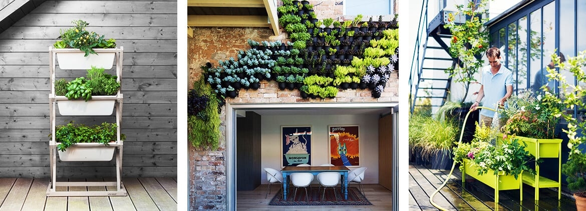 Vertikaler Garten auf einem Balkon