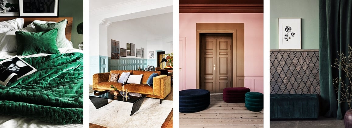 Wolldecken aus Samt, Sofas aus Samt und Wohnaccessoires in Samt