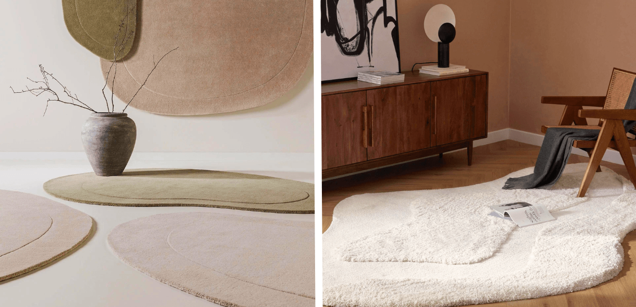Verschiedene runde und organisch geformte Teppiche